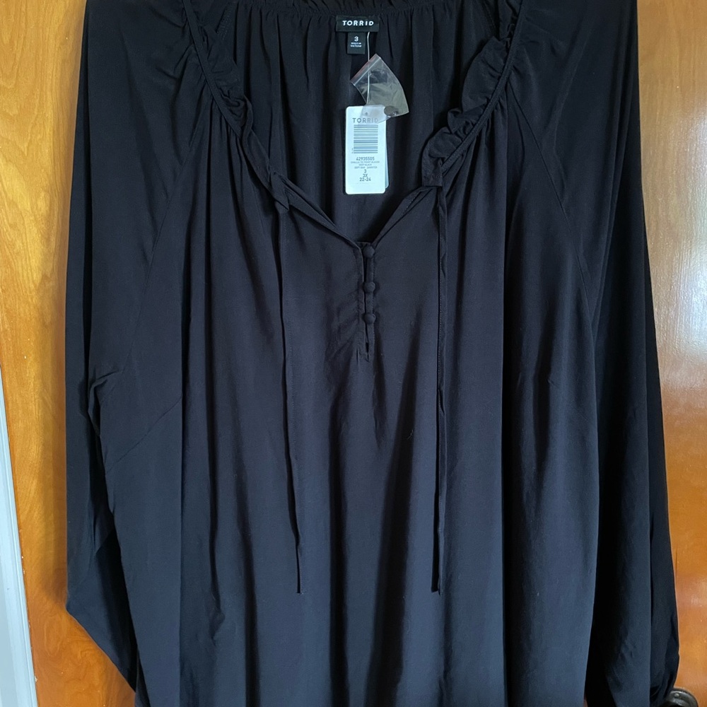 Torrid Black Tie Front Blouse